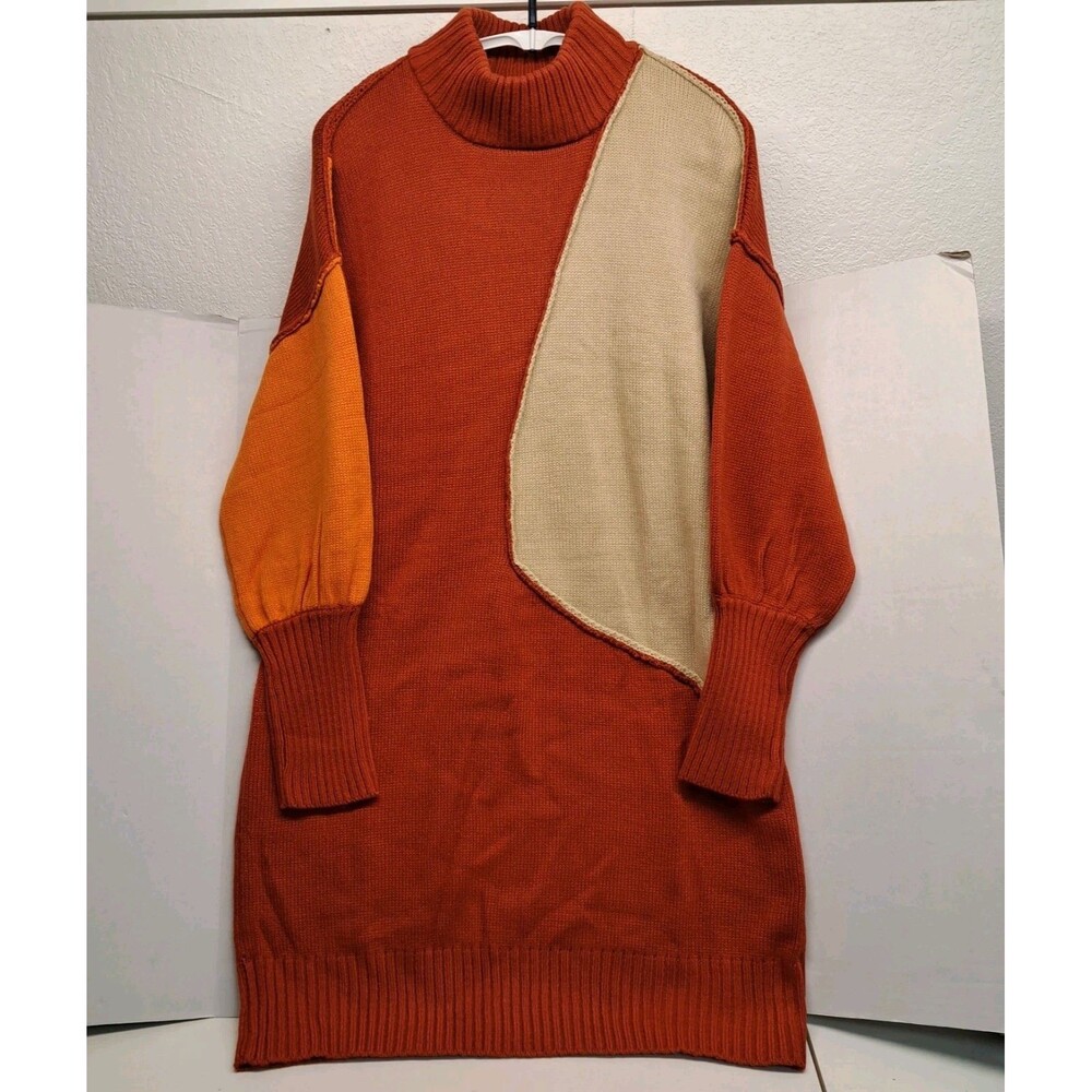VENUS Multicolor Sweater Dress Cowl Neck Women's Large